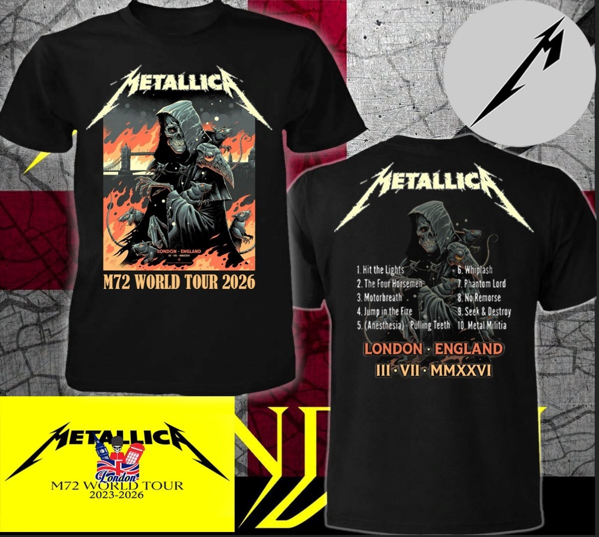 Metallica M72 World Tour 2026  - đánh giá và giá Summer Clothing London