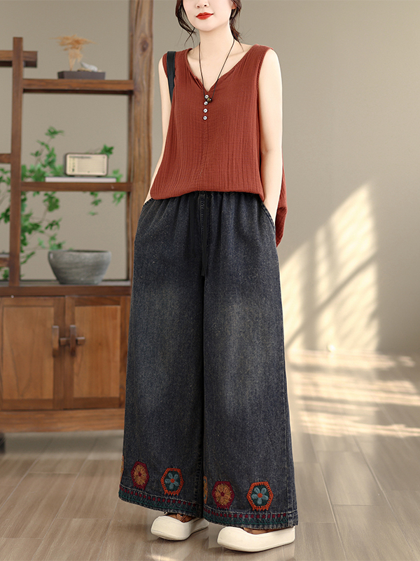 Retro Washed Embroidered Strai - đánh giá và giá Summer Clothing Label