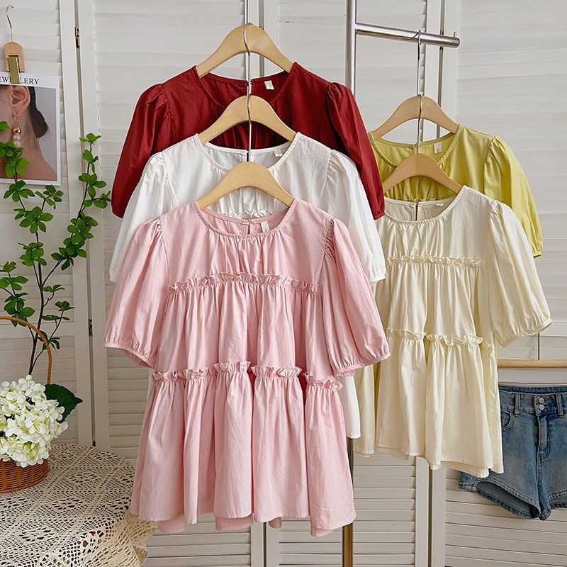 Bubble Sleeve Shirts Korean So - đánh giá và giá Summer Clothing For Teens