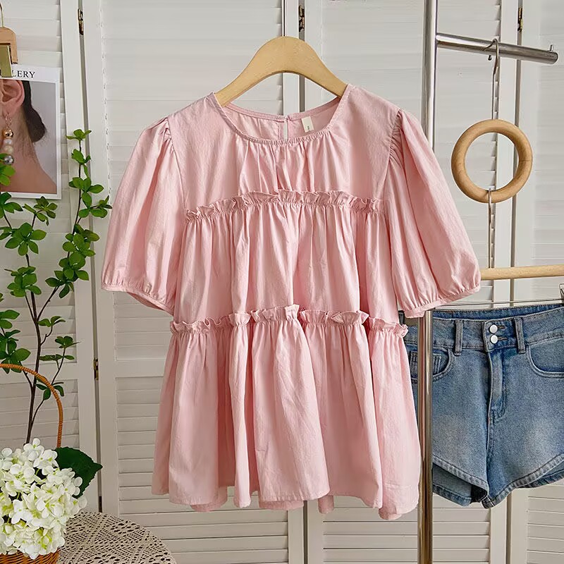 Bubble Sleeve Shirts Korean So - đánh giá và giá Summer Clothing For Teens