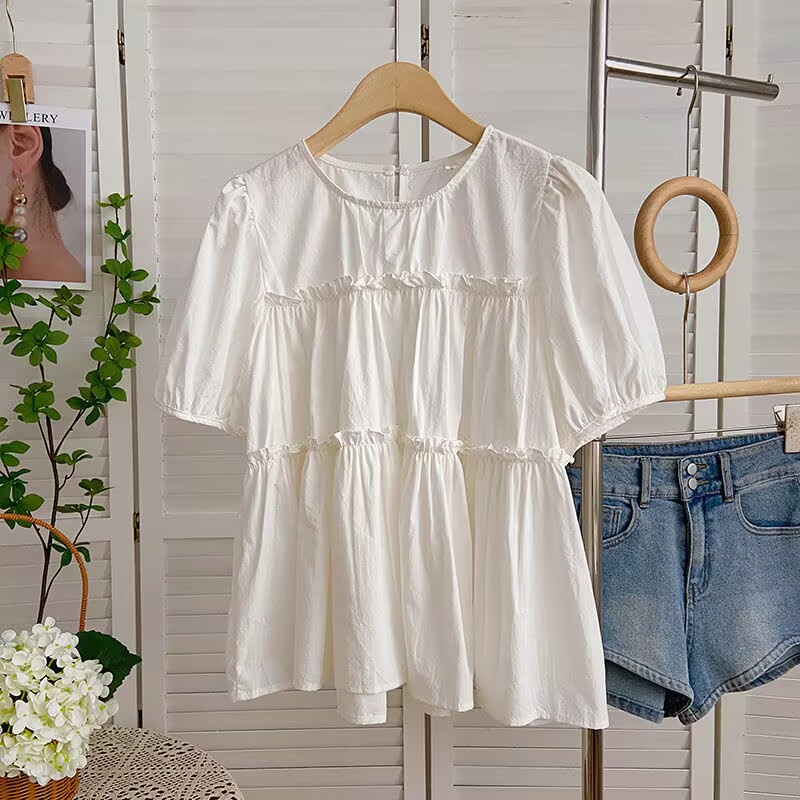 Bubble Sleeve Shirts Korean So - đánh giá và giá Summer Clothing For Teens